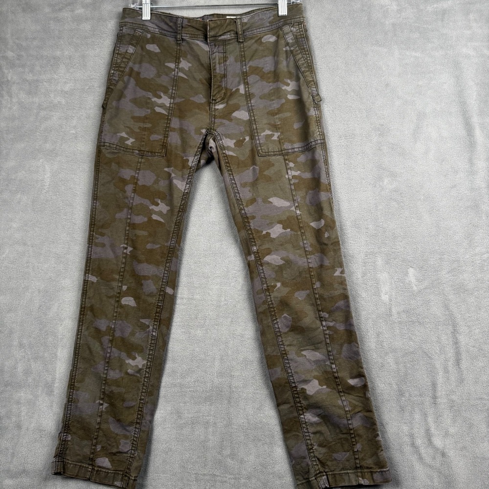 Anthropologie The Wanderer Camo Straight Leg Utility Pants Green Grey Size 28